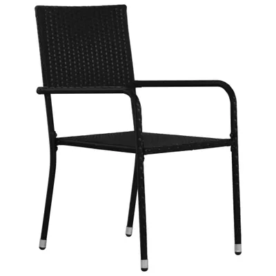 Immagine prodotto di Sedie da Pranzo da Giardino 4pz Impilabili Nere in Polyrattan