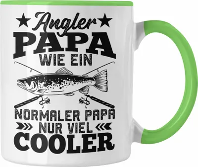 Produktbild von Trendation - Angler Papa Geschenk Vatertag Tasse Geschenkidee Fischer Fischen Lustiger Spruch zum Angeln (Grün)