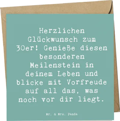 Produktbild von Mr. & Mrs. Panda Grußkarte Spruch 30. Geburtstag - Meeresbrise - Geschenk, Glückwunsch, anlasskarte, Geburtstagsgeschenk, Glückwunschkarte, dreißig werden, Zukunft, Alter