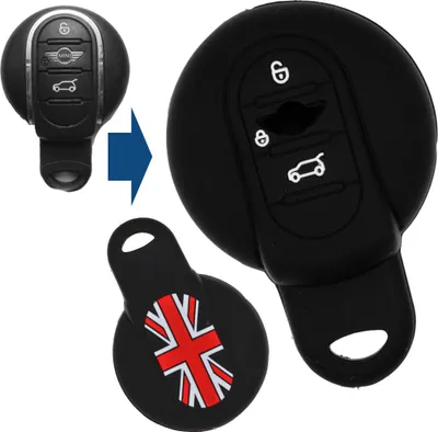 Produktbild von Auto Schlüssel Silikon Schutz Hülle Schwarz kompatibel mit Mini Cooper One Clubman F56 F54 F55 F57 F60 3 Tasten Smartkey