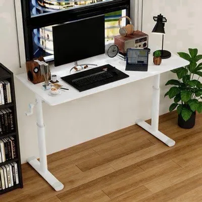 Productafbeelding van Verstelbaar Bureau 60-120 cm - Metaal Frame - Rechthoekig - Computertafel - Studiebureau