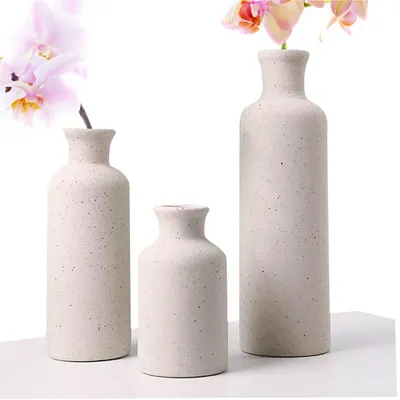 3er-Set Keramikvasen, beige, modernes Design, verschiedene Größen