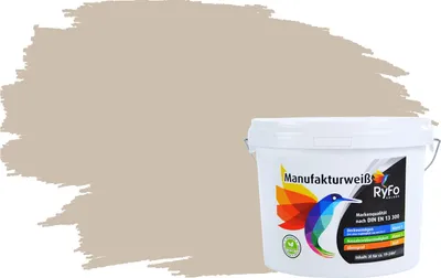 Produktbild von RyFo Colors Bunte Wandfarbe Manufakturweiß Sandbeige 3l - weitere Braun Farbtöne und Größen erhältlich, Deckkraft Klasse 1, Nassabrieb Klasse 1