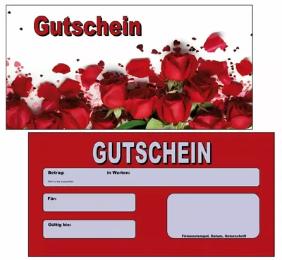 Produktbild von 100 Geschenkgutscheine Gutscheinkarten Gutschein neutral Wellness Rosenblätter Rosen GS13