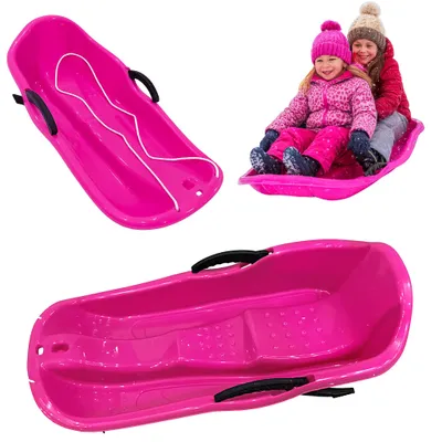 Productafbeelding van Kindersleeën met rem en trekkoord – stevig kunststof, antislipzitplaats, lichtgewicht en vorstbestendig – 84x39x25 cm, roze