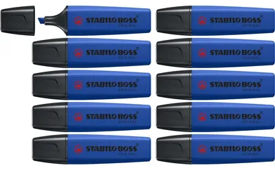 Obrázek produktu pro Zvýrazňovač STABILO – BOSS ORIGINAL NatureCOLORS Wildflower – balení po 10 kusech – ultramarínově modrá