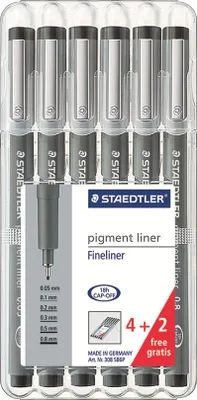 Zdjęcie produktu dla STAEDTLER pigment liner schwarz 6ST Box