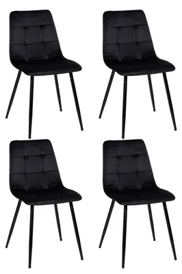 Imagen del producto de Juego de 4 sillas de comedor con acolchado suave y patas de acero, con capacidad de hasta 150 kg