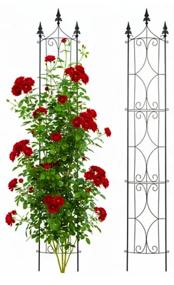 Produktbild von Relaxdays Rankgitter, 2er Set, HBT 183x31x20 cm, Metall, Rankhilfe für Kletterpflanzen, Garten, Rosenrankhilfe, schwarz
