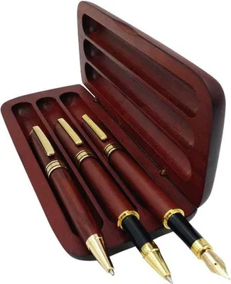 Produktbild von Famanu Holzstifte Set - Füllfederhalter, Kugelschreiber, Gelstifte - elegantes Design