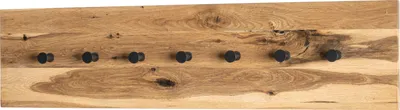 Produktbild von HAKU Wandgarderobe eiche geölt, schwarz - Massivholz, Metall, B/H/T: 80x20x6 cm