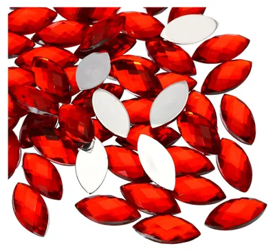 Produktbild von 50 Stück Navette-Strasssteine Rot, 15 x 7 mm, Glitzersteine für Bastelarbeiten und DIY-Projekte