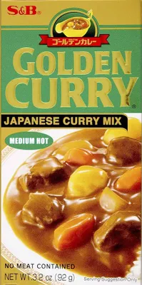 Produktbild von S&B Golden Curry Medium Hot 92 g – Japanische mittelscharfe Curry-Roux für Fleisch, Gemüse & Tofu + Heartforcards Versandschutz