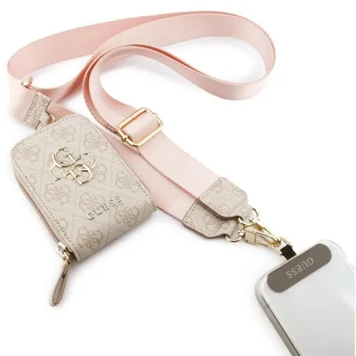 Obrázek produktu pro Univerzální kabelka Guess 4G Metal Logo Crossbody s popruhem na telefon - malá - šňůrka/popruh přes rameno s peněženkou na telefon (růžová)