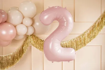 Produktbild von Folienballon Zahl 2 hellrosa 72 cm Partydeco