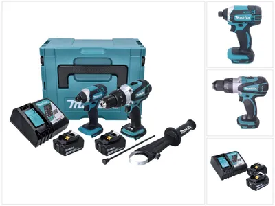 Zdjęcie produktu dla Makita DLX 2145 TJ Twin Pack 18V akumulatorowa wiertarko-wkrętarka udarowa + akumulatorowa wkrętarka udarowa + 2x akumulator 5,0Ah + ładowarka + Makpak