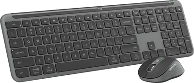 Produktbild von Logitech Signature Slim Combo MK950, Kabellos, RF Wireless + Bluetooth, Scherenschalter, AZERTY, Graphit, Maus enthalten