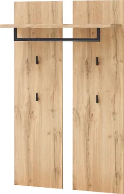 Produktbild von Garderobenpaneel SPARKS, 80x130 cm, Eiche Altholz Nachbildung, Schwarz/Weiß, Modern