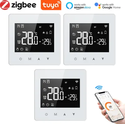 Produktbild von 3X Tuya ZigBee Smart Thermostat 3A Wasser-/Gaskessel Raumthermostat, APP-Steuerung, Home/Alexa Sprachsteuerung, Wöchentlich programmierbar