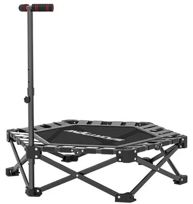 Produktbild von Fitness-Trampolin faltbar – mit verstellbarem T-Griff & Tragetasche, 120kg Belastbarkeit, aus Stahl & Kunststoff, Schwarz