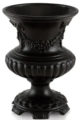 Zdjęcie produktu dla Casa Padrino Barokowy wazon czarny matowy Ø 21 x wys. 29 cm - Okrągły barokowy ceramiczny wazon na kwiaty - dekoracja w stylu barokowym