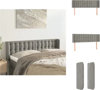 Produktbild von vidaXL Kopfteil mit Ohren Hellgrau 147x16x78/88 cm Samt -  Kopf- & Fußenden