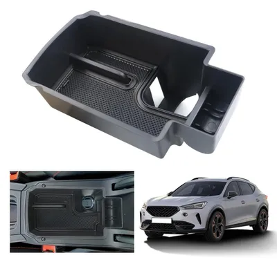 Immagine prodotto di Contenitore portaoggetti per console centrale, compatibile con Cupra Formentor, Seat Leon MK4 ST FR, dal 2020 al 2027, colore nero