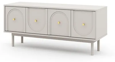 Image de Meuble TV FURNLUX Mazoma Beige et Or 154 cm / Couleur principale : beige / Dimensions : 154 x 54 x 39 cm