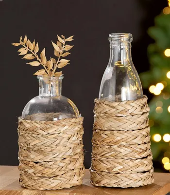 Produktbild von Gilde Glas Flaschenvase mit Seegras VE 6 51255