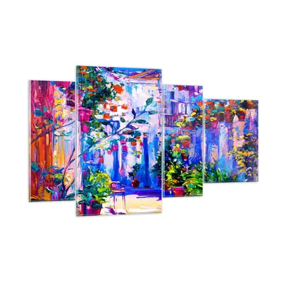 Produktbild von Bilder auf glas - Zuhause blumen straße himmel - 120x70cm - Glasbilder - Wandbilder - Kunstdruck - zum Aufhängen bereit - Wanddekoration aus Glas - Glas Bilder - Wandbild auf Glas - GDL120x70-2850