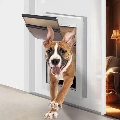 Produktbild von Hundeklappe Aluminium für mittelgroße Hunde bis 50 kg, energiesparend, sicher