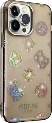 Produktbild von Guess iPhone 14 Pro Hardcase Backcover - Peony Glitter - Black