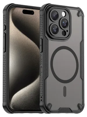 Immagine prodotto di Custodia Defender per Apple iPhone 15 Pro Max Custodia protettiva nera opaca Magsafe Backcover Custodia per cellulare