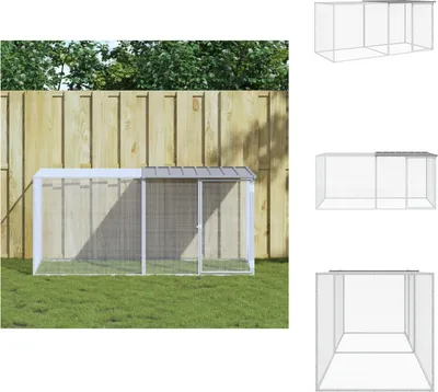 Zdjęcie produktu dla vidaXL Klatka dla kur z dachem jasnoszara 203x98x90 cm stal ocynkowana - Pomieszczenia i wybiegi dla małych zwierząt