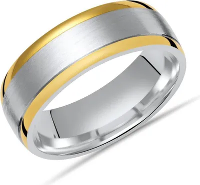 Produktbild von Matter Silberring polierte goldene Kanten - Größe wählbar R8537