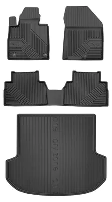 Produktbild von Gummi-Fußmatten für Hyundai Santa Fe IV 2018-2020 (SUV, 5-Sitzer) – 4-tlg, Schwarz, passgenau – Wielganizator