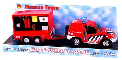 Image de Speelgoed 521557 - Auto Brandweer avec remorque, Multicolore