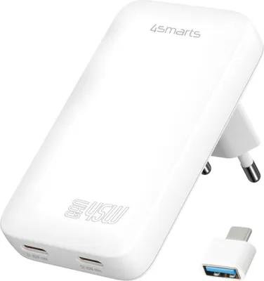 Image de 4Smarts Flatplug Slim Dual 45W Gan 2Xusb-C White Charger