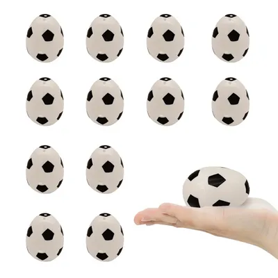 Produktbild von Ostereier,12 Stück Ostern bemalte Eier mit Fußballmotiv, Kunststoff, Oster Deko Eier für Ostereierdekor, 6x4 cm