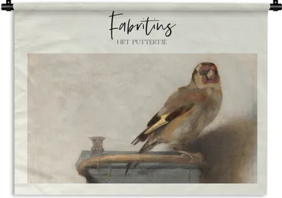 Produktbild von MuchoWow® Wandteppich Wandbehang Gemälde - Der Stieglitz - Carel Fabritius 60x45 cm Tapisserie Dekoration Wandtuch - Das Schlafzimmer