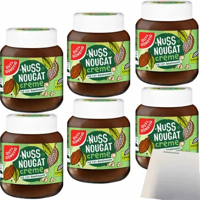 Produktbild von Gut & Günstig Nuss-Nougat-Creme mit 13% Haselnüssen 6er Pack (6x400g Glas) + usy Block