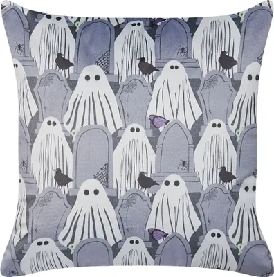 Obrázek produktu pro BELIANI Dekorativní polštář šedý sametový 45 x 45 cm vzor duch čtvercový moderní Halloween podzim dekorativní doplňky