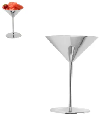 Martini-Gläser aus Edelstahl mit Henkel, 5 Unzen, silber, klassisch