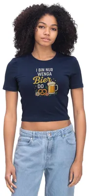 Produktbild von Spreadshirt Bin Nur Wegen Dem Bier Hier Bayern Humor Crop Top, L, Light Navy