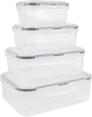 Image de Boîtes en plastique noir hermétiques avec couvercle, lot de 8, sans BPA, adaptées au micro-ondes