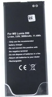 Produktbild von Akku für Microsoft Lumia 950 Li-Ion 3,8 Volt 2150 mAh schwarz.