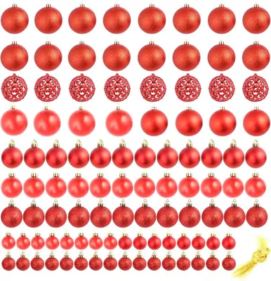 Obrázek produktu pro vidaXL 100dílná sada vánočních míčků 3/4/6 cm červená