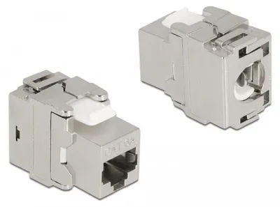 Immagine prodotto di Modulo Keystone Delock da presa RJ45 a LSA Cat.6A a 180°, in metallo, senza attrezzi