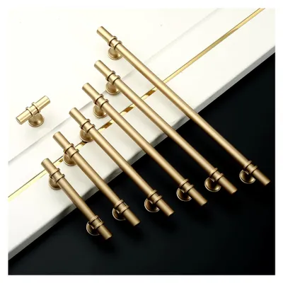Produktbild von 10 Möbelgriffe Gold, 128mm Lochabstand, Schrank- und Küchengriffe, Schubladengriffe