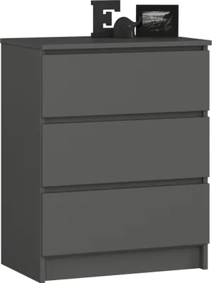 Image de Commode en graphite avec 3 tiroirs spacieux, 60 cm de large, 77 cm de haut Organiseur Commode avec tiroirs en bois Highboard Sideboard Armoire